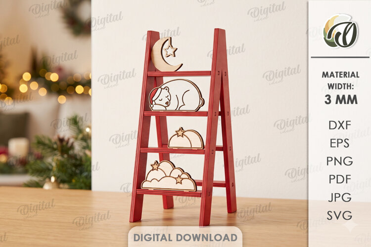Christmas Mini Ladder Laser Cut. Christmas Stand Decor SVG example image 1