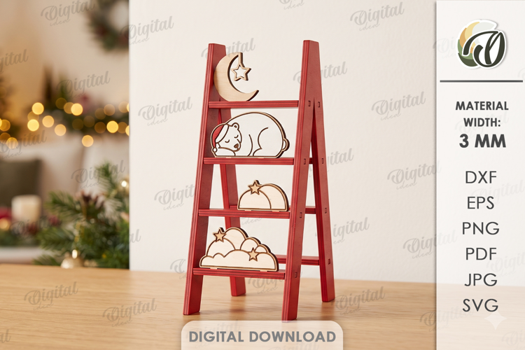 Christmas Mini Ladder Laser Cut. Christmas Stand Decor SVG