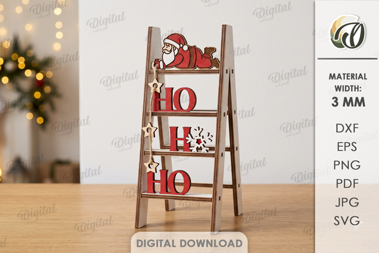Christmas Mini Ladder Laser Cut. Christmas Stand Decor SVG
