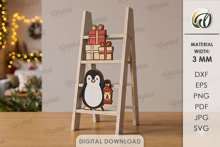 Christmas Mini Ladder Laser Cut. Christmas Stand Decor SVG