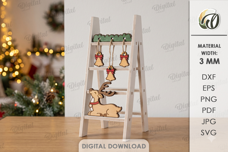 Christmas Mini Ladder Laser Cut. Christmas Stand Decor SVG