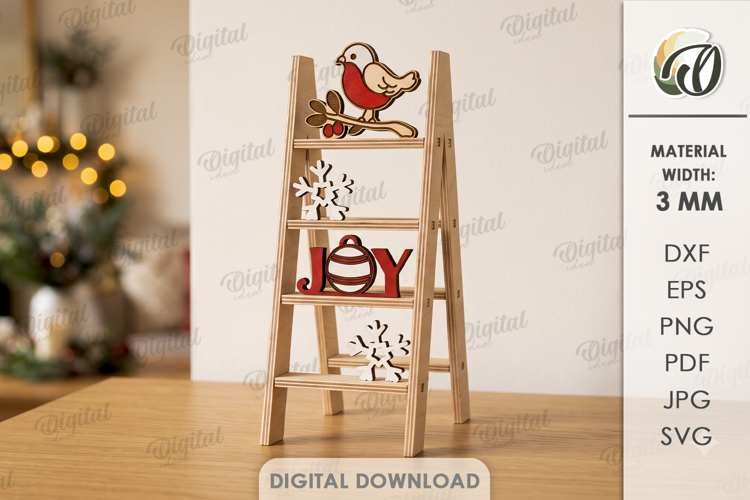 Christmas Mini Ladder Laser Cut. Christmas Stand Decor SVG