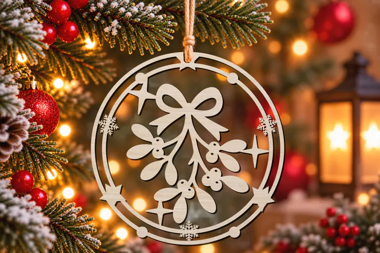 Christmas Mistletoe Ornament Laser SVG