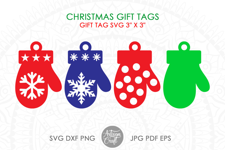 Christmas mitten, Christmas glove, Christmas gift tag