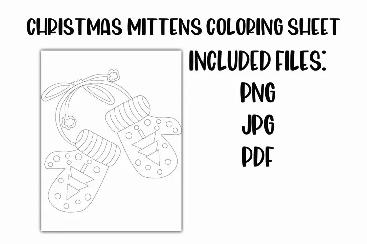 Christmas Mittens Coloring Sheet for Kids