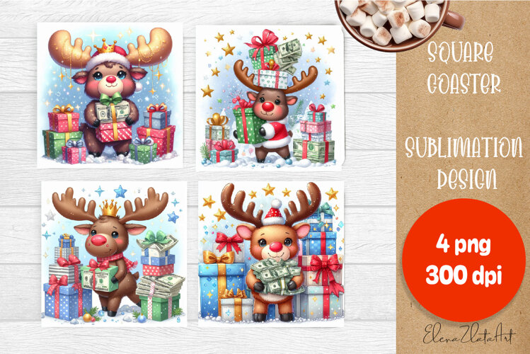Sarcastic Coaster Design. Christmas money square Coaster example image 1