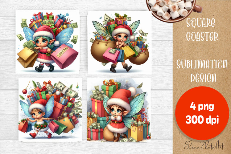 Sarcastic Coaster Design. Christmas money square Coaster example image 1