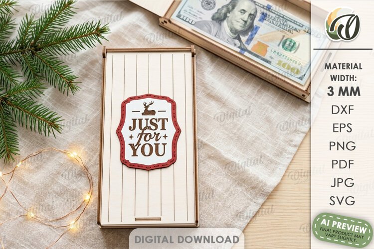 Christmas Money Gift Box Laser Cut. Money Holder SVG example image 1