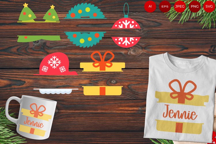 Colorful Christmas Items Split Design Sublimation Set example image 1