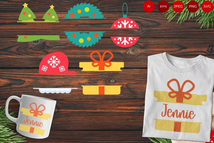 Colorful Christmas Items Split Design Sublimation Set