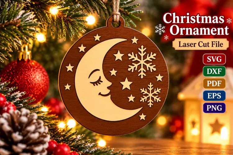Christmas Santa Ornament SVG File, Laser Cut Glowforge