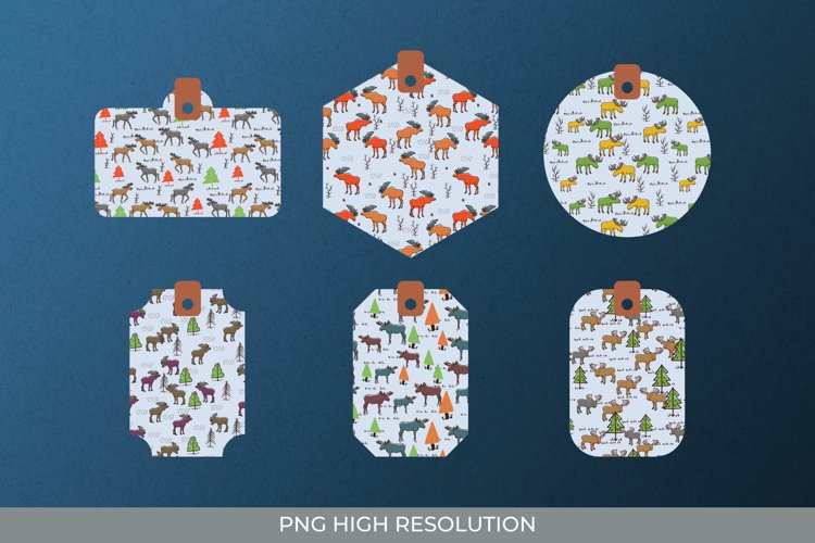 Christmas Moose Patterned Shaped Tags