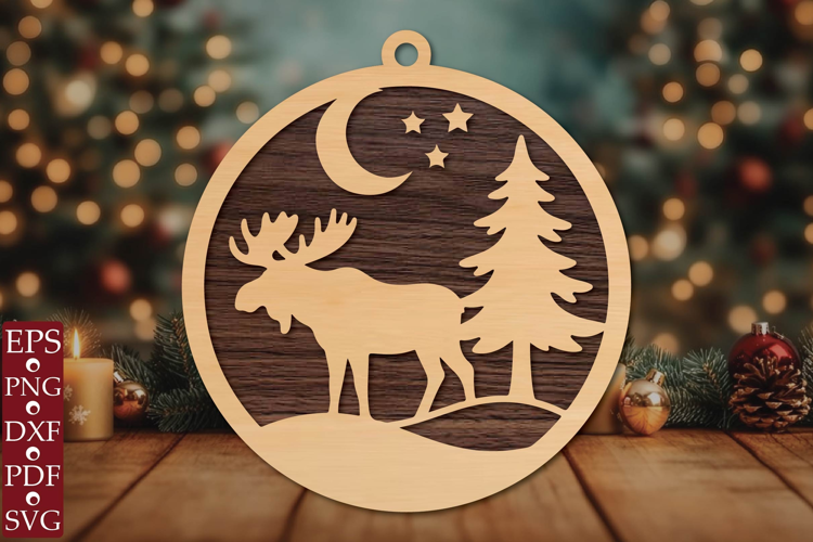 Christmas Moose SVG Laser Cut Ornament