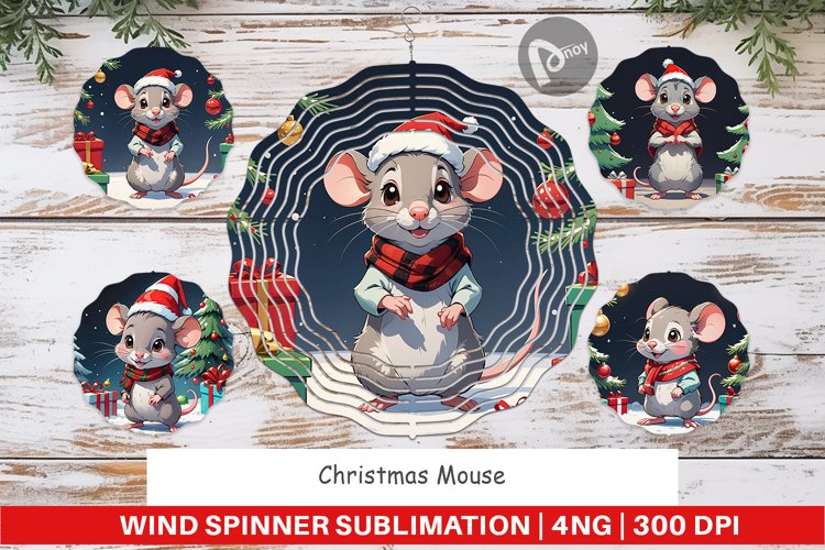 Wind Spinner Cartoon Christmas Mouse