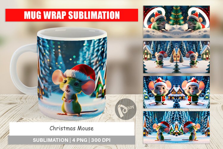 Mug Wrap Design Christmas Mouse