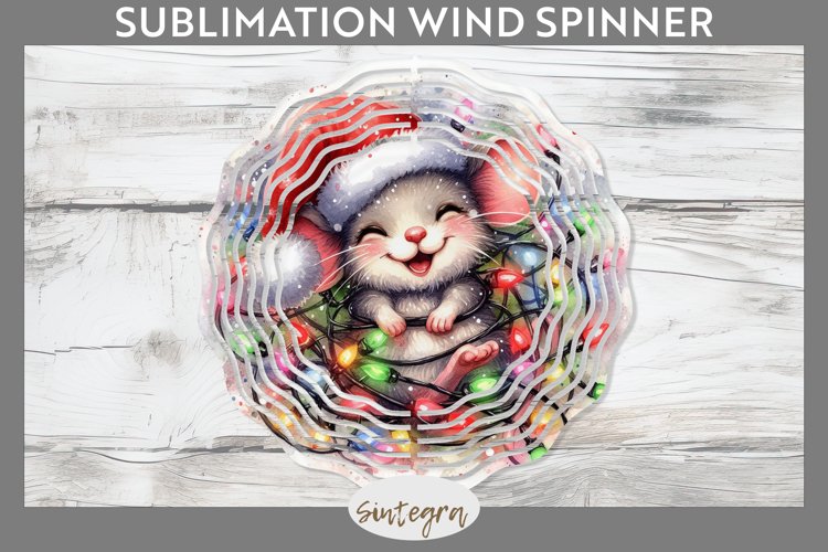 Christmas Mouse v1 Entangled in Lights Wind Spinner Sublimat example image 1