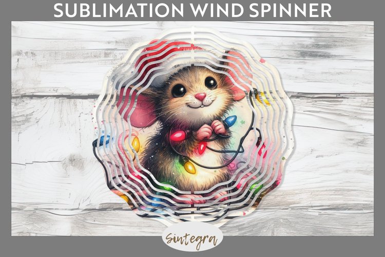 Christmas Mouse v2 Entangled in Lights Wind Spinner Sublimat example image 1