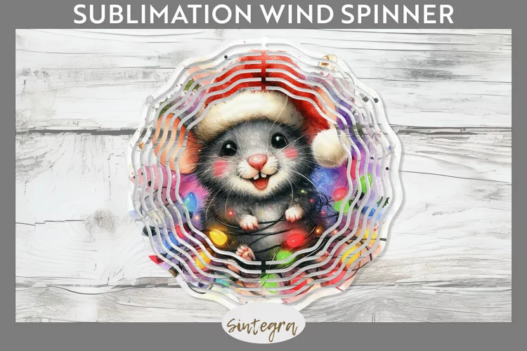 Christmas Mouse v3 Entangled in Lights Wind Spinner Sublimat