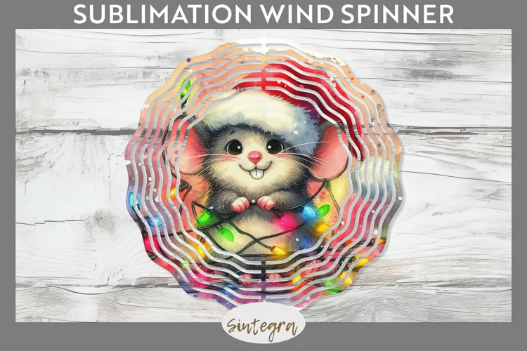 Christmas Mouse v4 Entangled in Lights Wind Spinner Sublimat