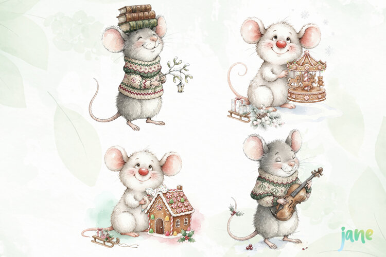 Christmas Mouse Clipart example image 1