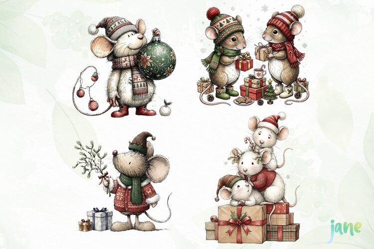 Christmas Mouse Clipart example image 1