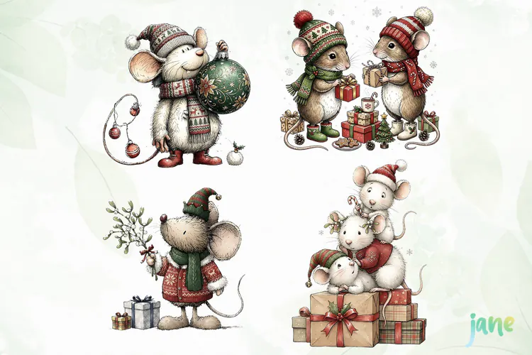 Christmas Mouse Clipart