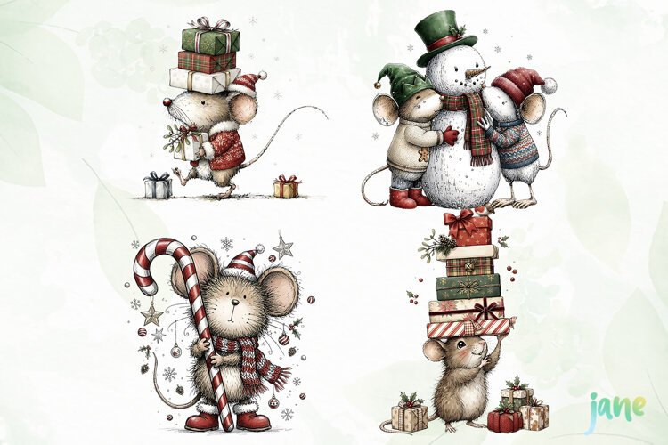 Christmas Mouse Clipart example image 1