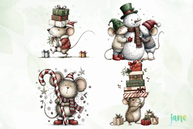 Christmas Mouse Clipart