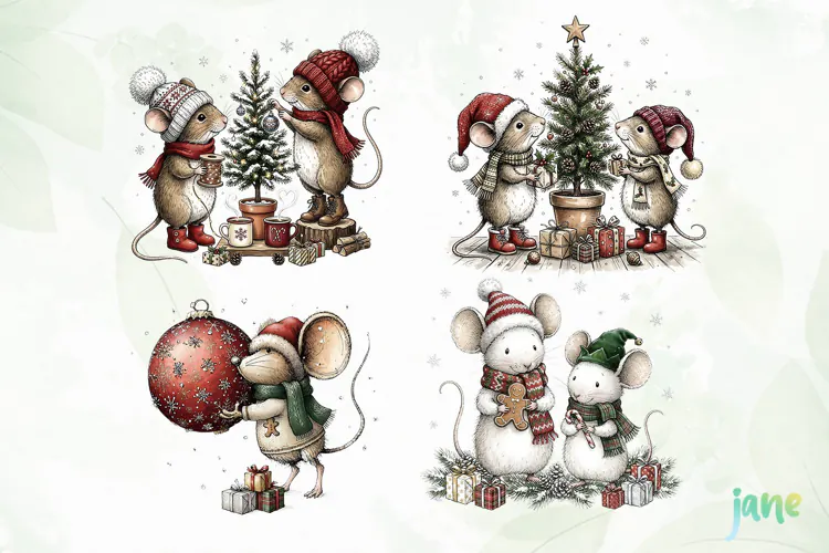 Christmas Mouse Clipart