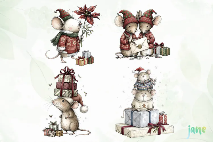 Christmas Mouse Clipart