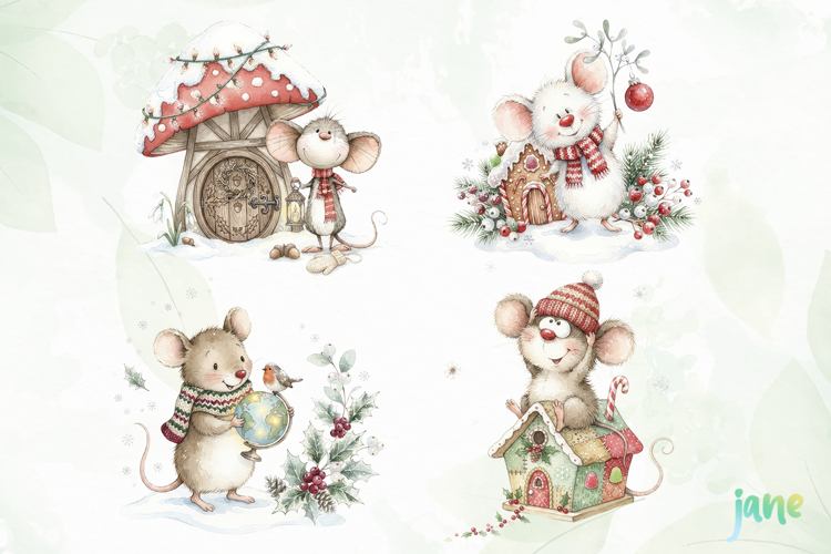 Christmas Mouse Clipart