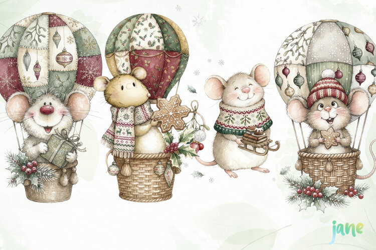 Christmas Mouse Clipart example image 1