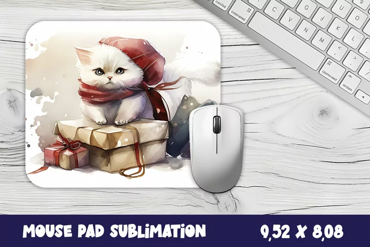 Christmas mouse pad kitten/village sublimation