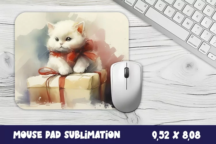 Christmas mouse pad kitten/village sublimation