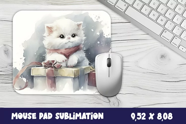 Christmas mouse pad kitten/village sublimation