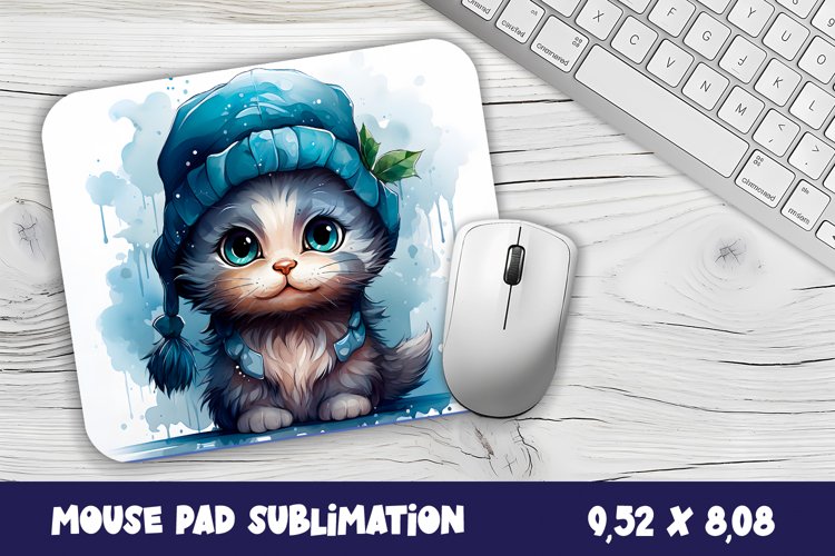 Christmas mouse pad kitten/village sublimation