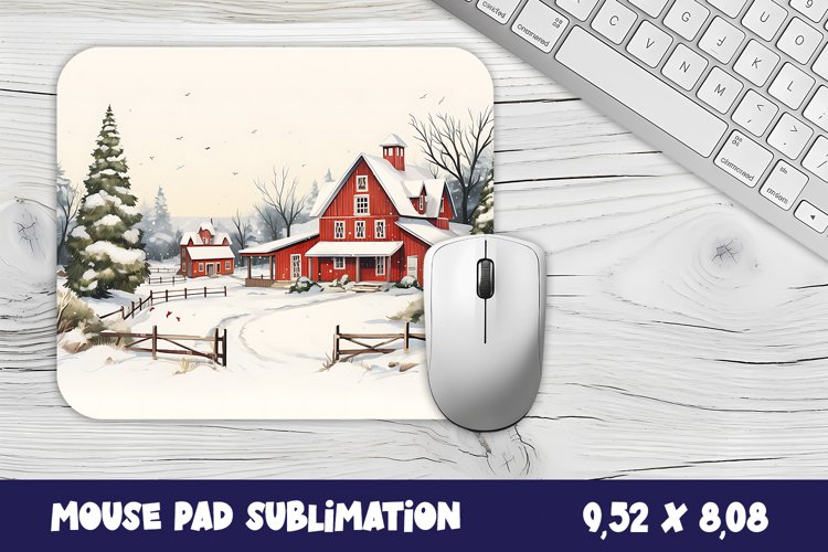 Christmas mouse pad winter/village sublimation example image 1