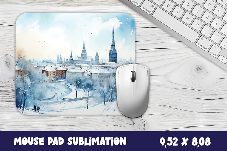 Christmas mouse pad winter/village sublimation example image 1