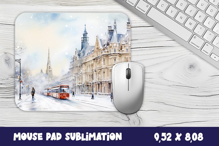 Christmas mouse pad winter/village sublimation example image 1