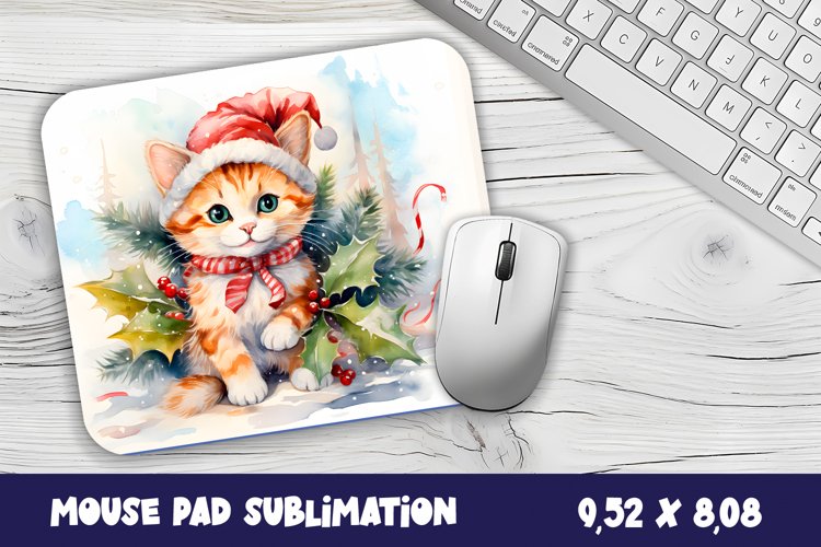 Christmas mouse pad kitten/village sublimation