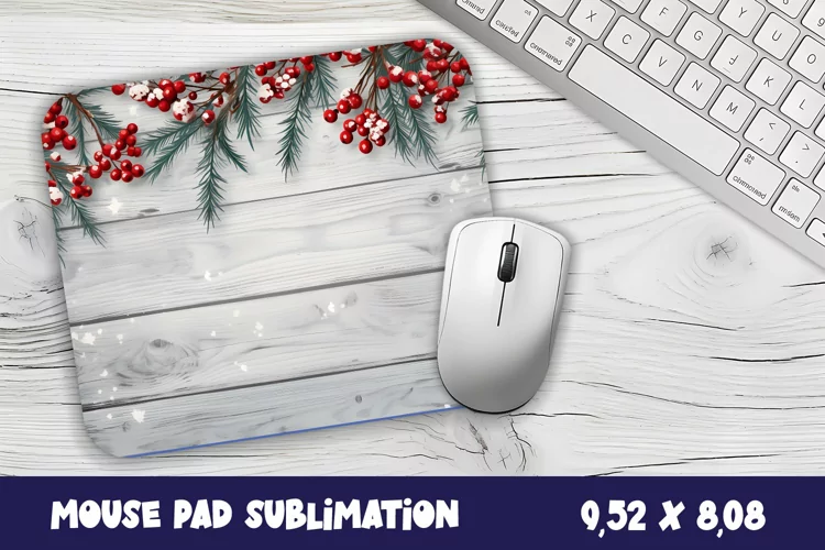 Christmas Mouse Pad Sublimation Design | berry mouse pad