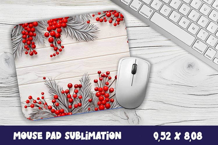 Christmas Mouse Pad Sublimation Design | berry mouse pad example image 1