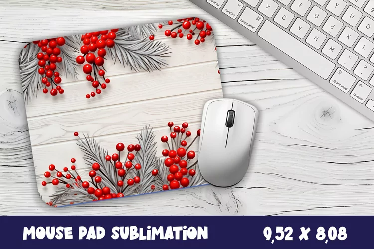 Christmas Mouse Pad Sublimation Design | berry mouse pad