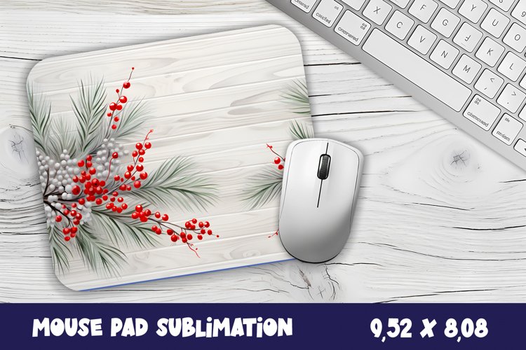 Christmas Mouse Pad Sublimation Design | berry mouse pad example image 1