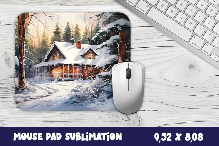 Christmas mouse pad winter/village sublimation example image 1