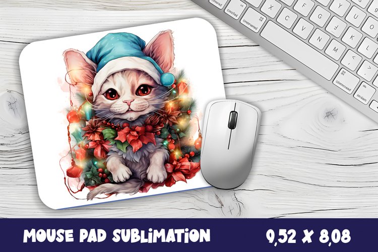 Christmas Mouse Pad Sublimation Design | Cat mouse pad