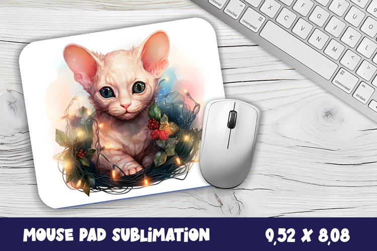 Christmas Mouse Pad Sublimation Design | Cat mouse pad