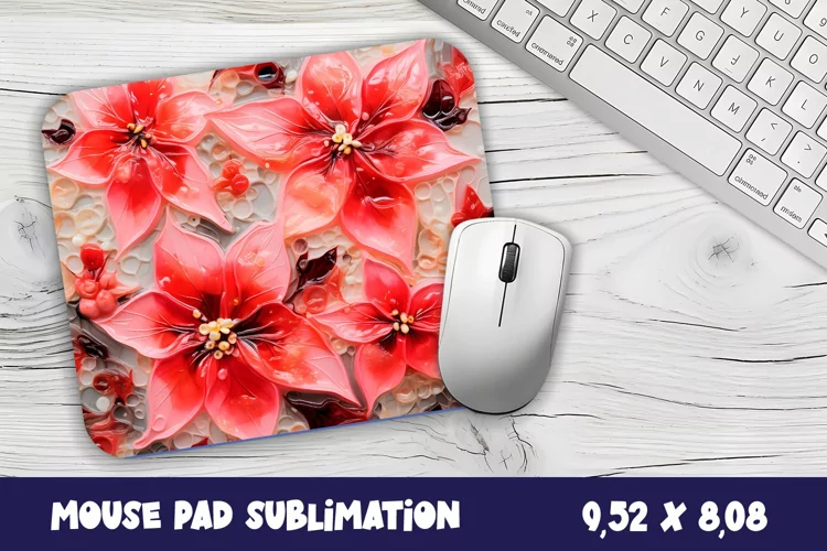 Christmas Flowers poinsettia Sublimation Mouse Pad Design