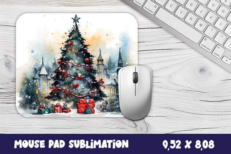 Christmas mouse pad winter/village sublimation example image 1