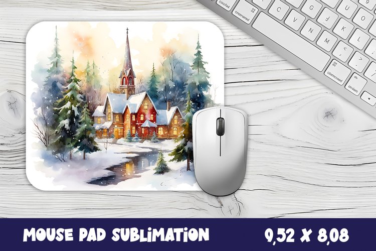 Christmas mouse pad winter/village sublimation example image 1